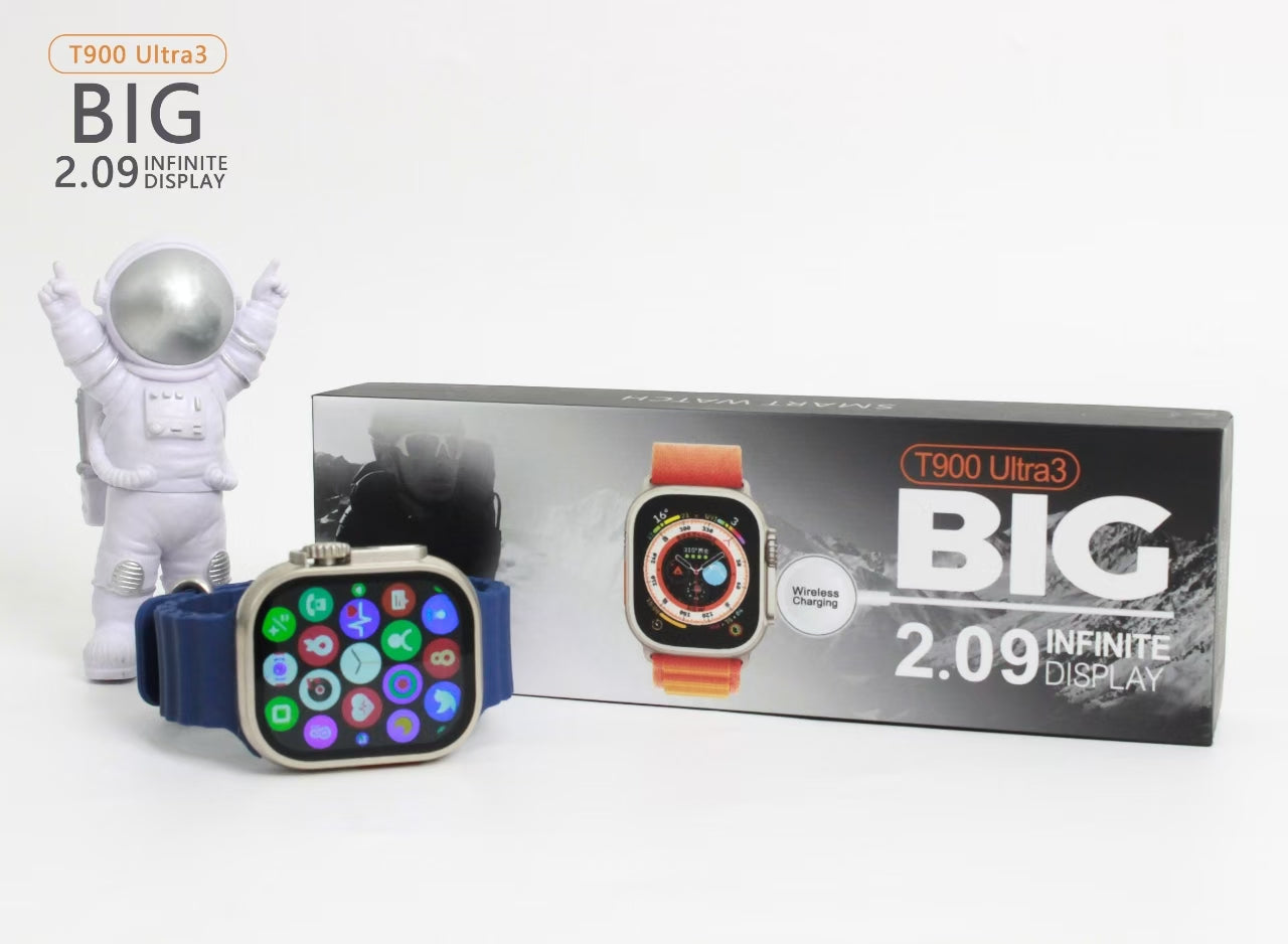 T900 Ultra3 Smartwatch – 2.09” Infinite Display, Wireless Charging, Bluetooth Call, Fitness Tracker for Android & iOS