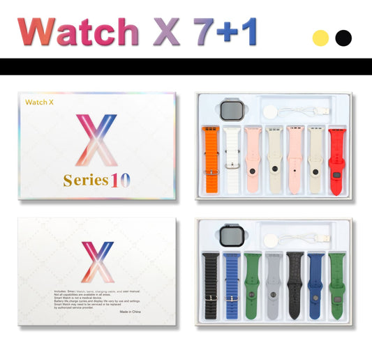 Series 10 Smartwatch – Watch X with 7 Interchangeable Bands, Fitness & Health Tracker, Bluetooth Call, Full Touchscreen