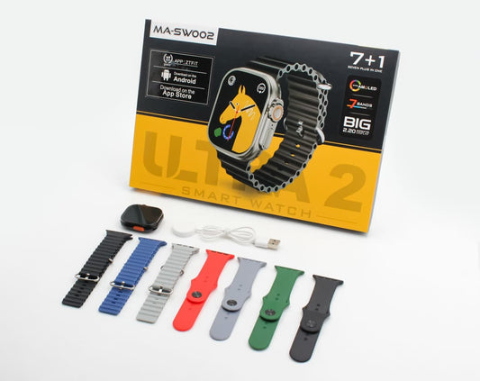 MA SW002 Ultra 2 Smartwatch – 2.2" AMOLED Display, 7 Interchangeable Bands, Fitness & Health Tracker