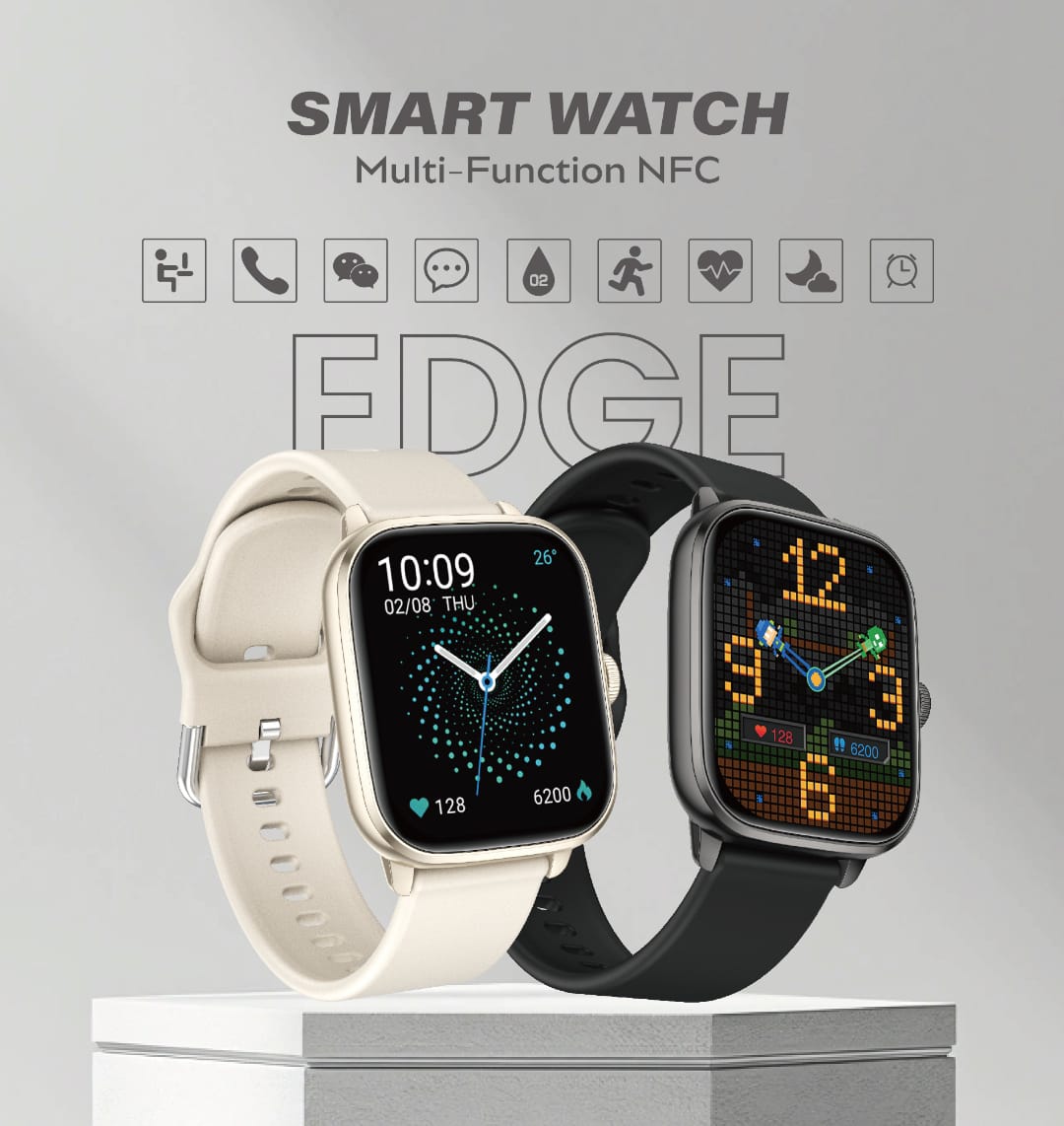 SW 100 EDGE Smartwatch with NFC, Heart Rate Monitor, Fitness Tracking & Custom Watch Faces