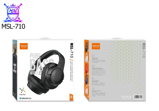 MSL 710 Wireless Headphones – Pure Bass Sound, Bluetooth 5.3, 40+ Hour Battery Life, Foldable Design, Built-in Mic & Voice Control