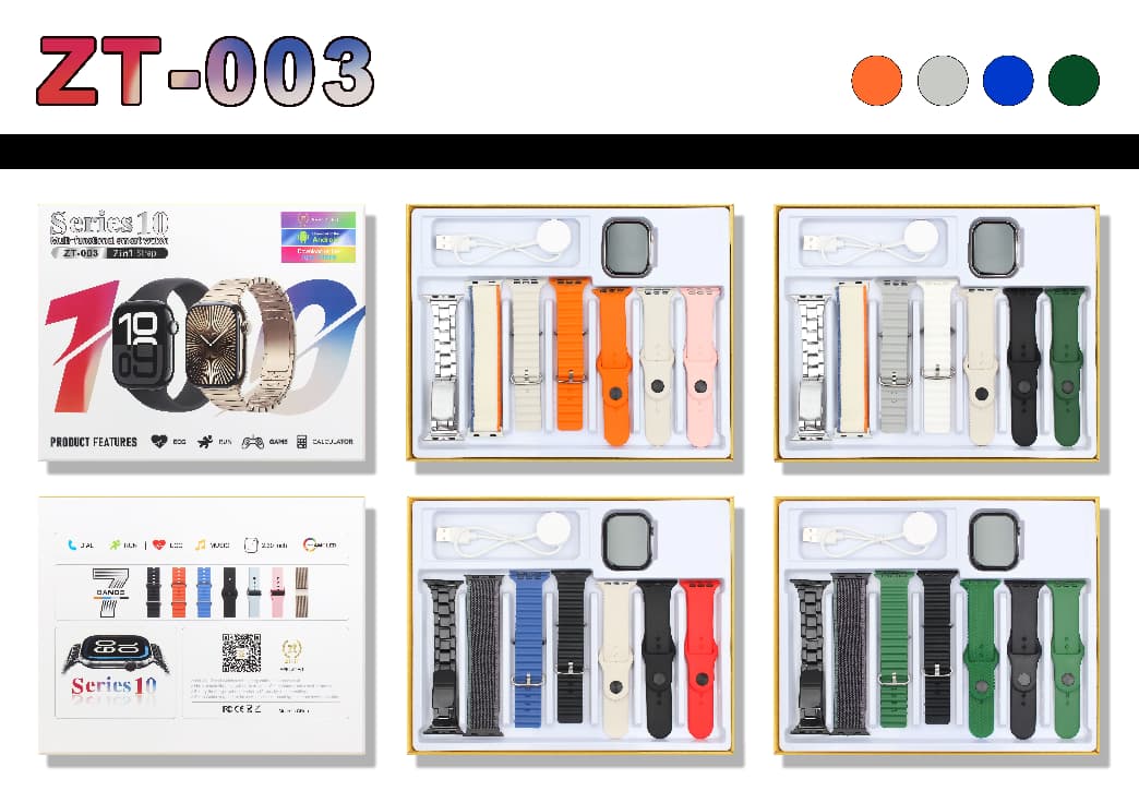 ZT‑003 Series 10 Smartwatch (49 mm, 2.01″ IPS HD Display, Wireless Charging, Bluetooth Calling, Heart‑Rate & SpO₂ Monitoring, IP67)