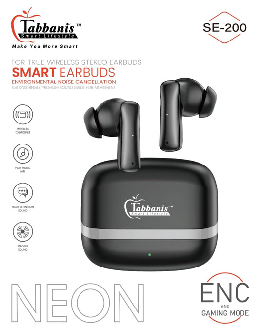 SE-200 NEON Wireless Earbuds – ENC Bluetooth Earphones with Gaming Mode, HiFi Sound & Wireless Charging